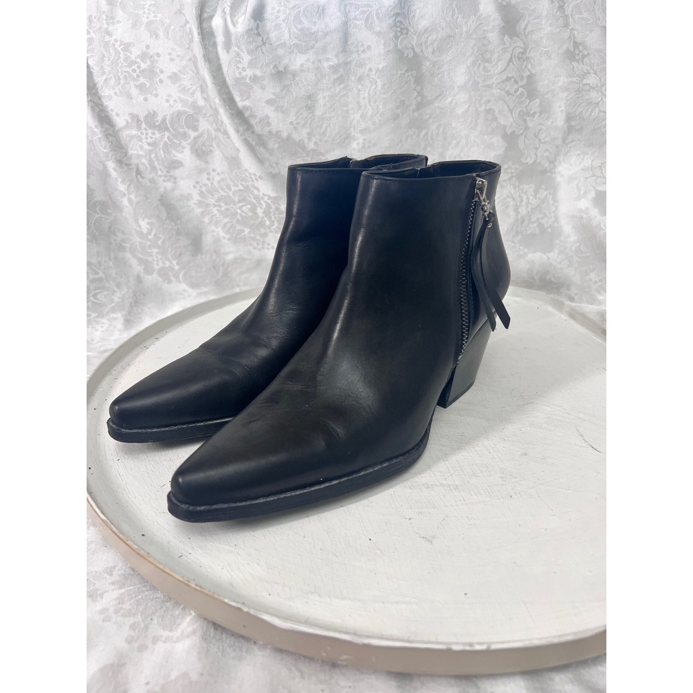 Sam Edelman Walden Black Leather Pointed Toe Block Heel Ankle Booties 9.5M